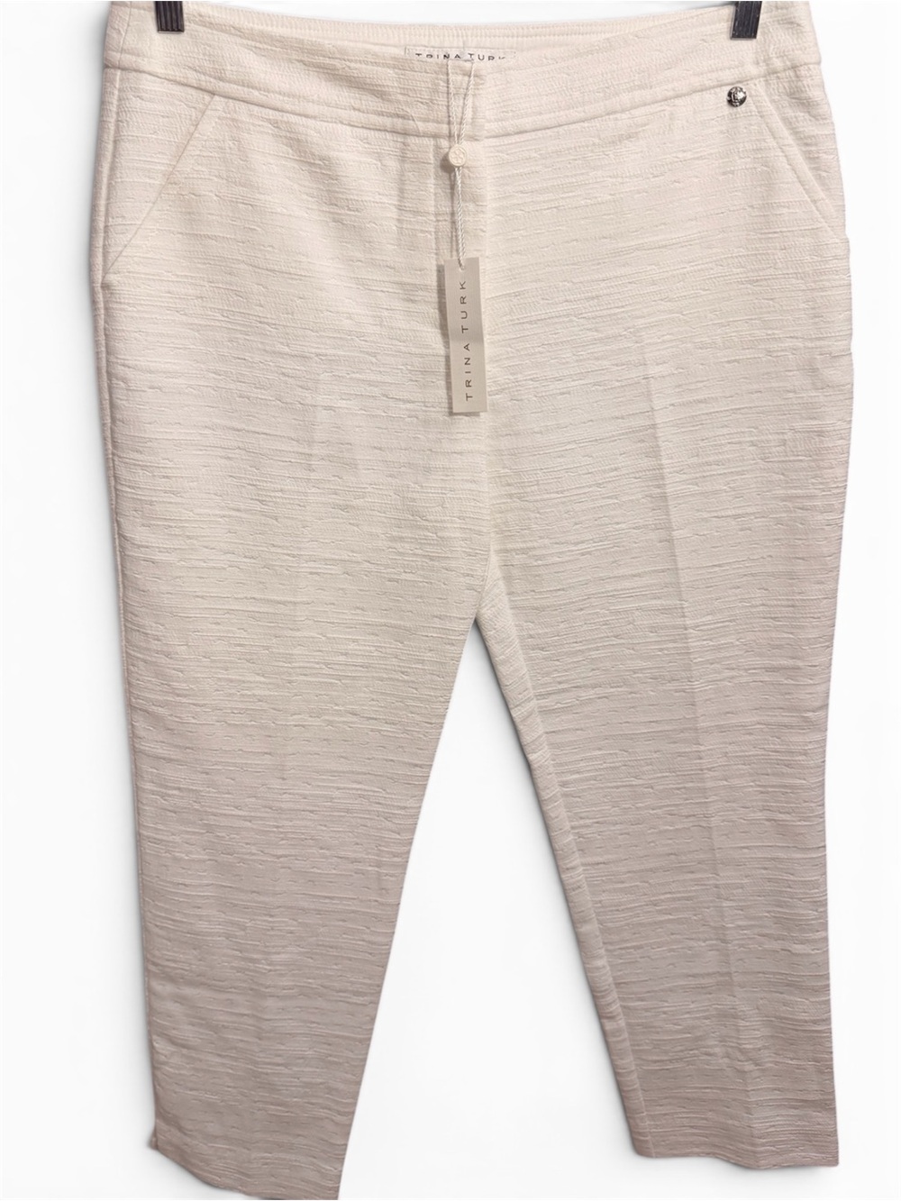 Trina Turk Cream Elastic-Waist Pull-On Pants